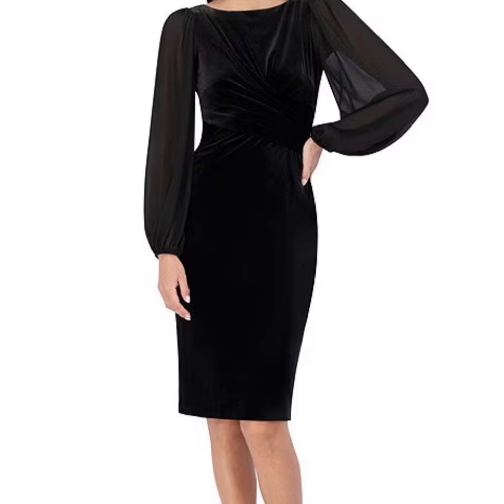 Vince Camuto Black Ruched Asymmetrical Sheath Dress